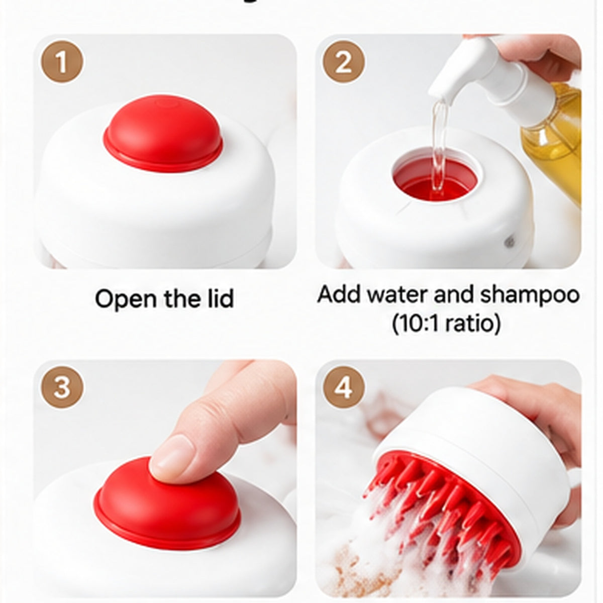 Dog Cat Bath Brush Shampoo Hair Remover Grooming Massage Brush