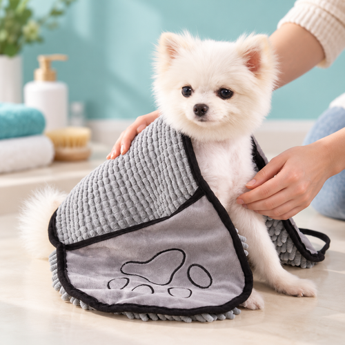 Dog Cat Bath Towel Quick Dry Absorbent Chenille Pet Drying Towel
