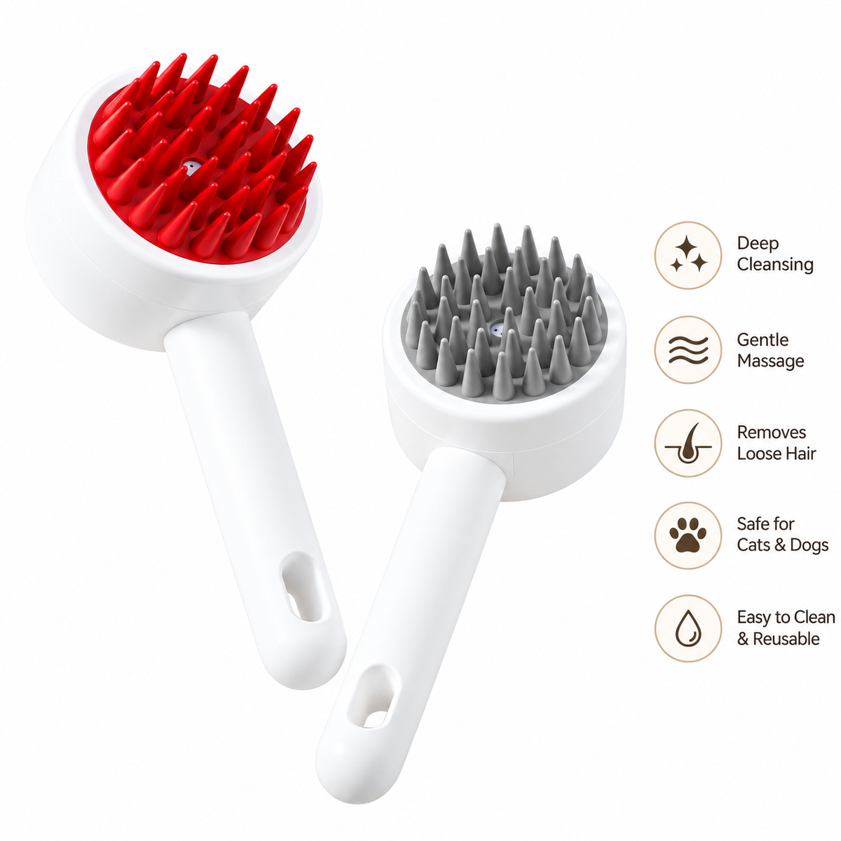 Dog Cat Bath Brush Shampoo Hair Remover Grooming Massage Brush